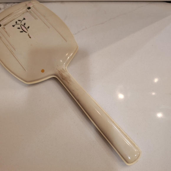 Vintage Bakelite Celluloid Art Deco Style Vanity Hand Mirror Ivory 12.75" - Picture 3 of 9